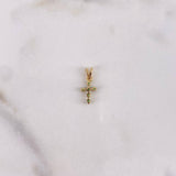 Dije Cruz 0.35gr / 1.4cm / Esmeraldas 10pts Oro Amarillo 18K &