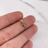 Dije Cruz 0.35gr / 1.4cm / Esmeraldas 10pts Oro Amarillo 18K &