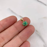 Dije Flor Driada 0.7gr / 1.3cm / Esmeraldas 32pts Oro Amarillo 18K &
