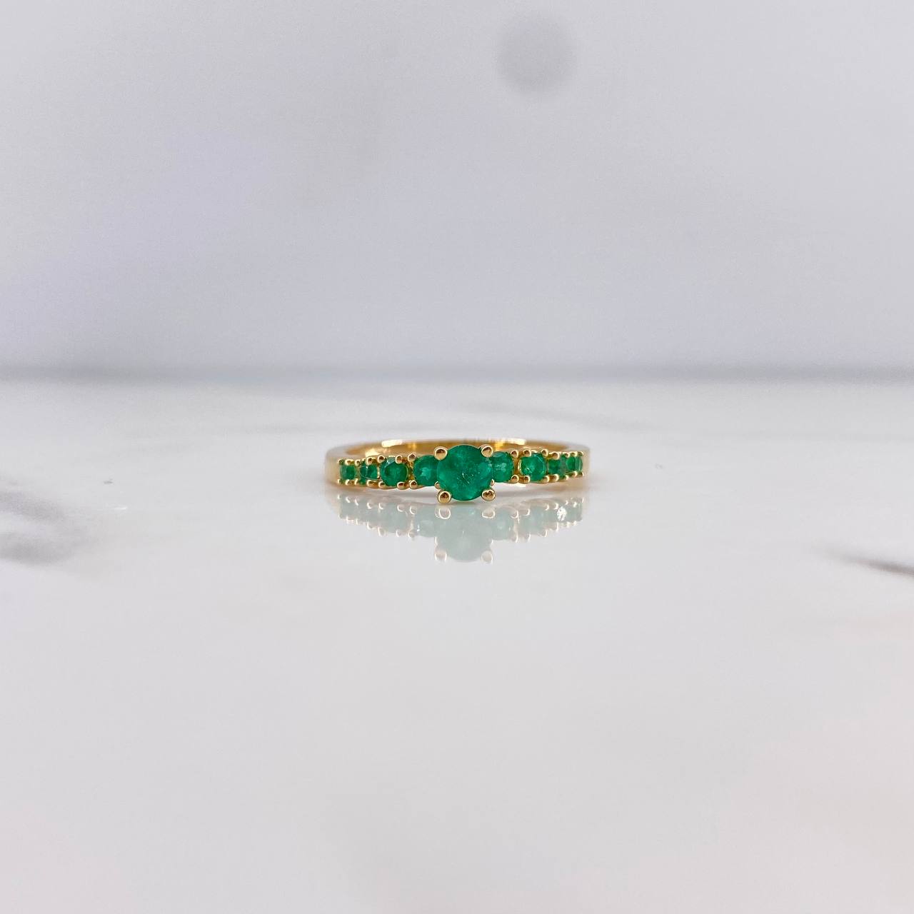 Anillo Solitario Churumbela 2.1gr / T6 / Esmeraldas 46pts Oro Amarillo 18K (Joya) &