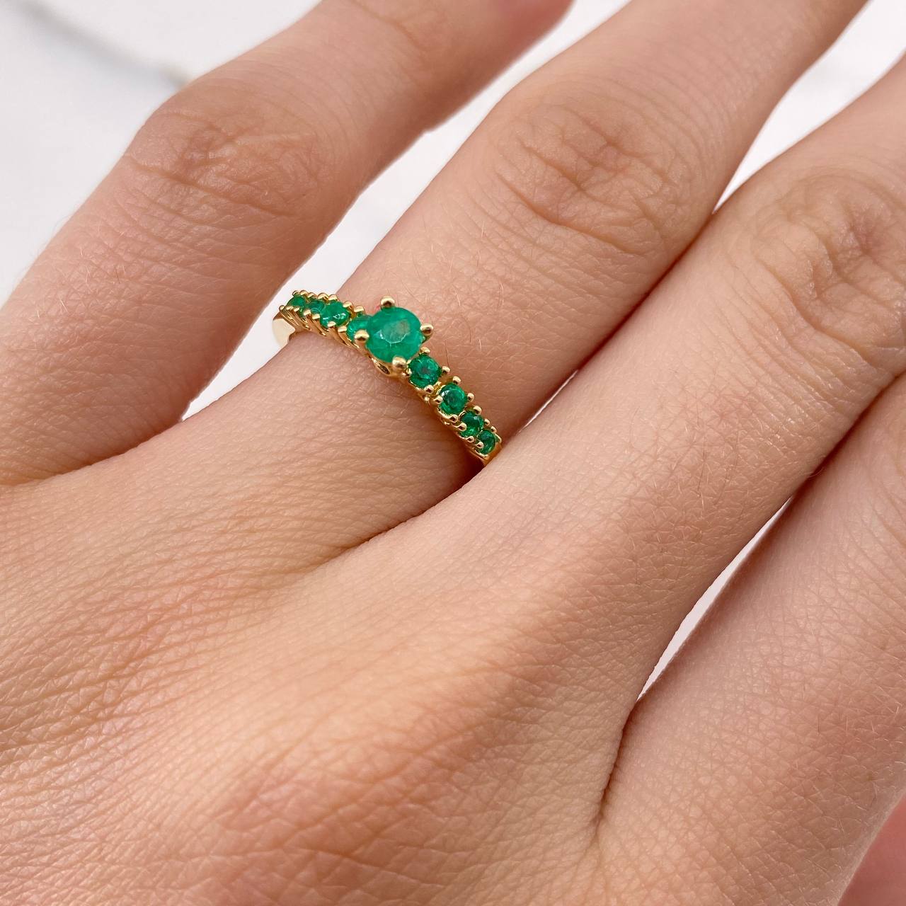 Anillo Solitario Churumbela 2.1gr / T6 / Esmeraldas 46pts Oro Amarillo 18K (Joya) &