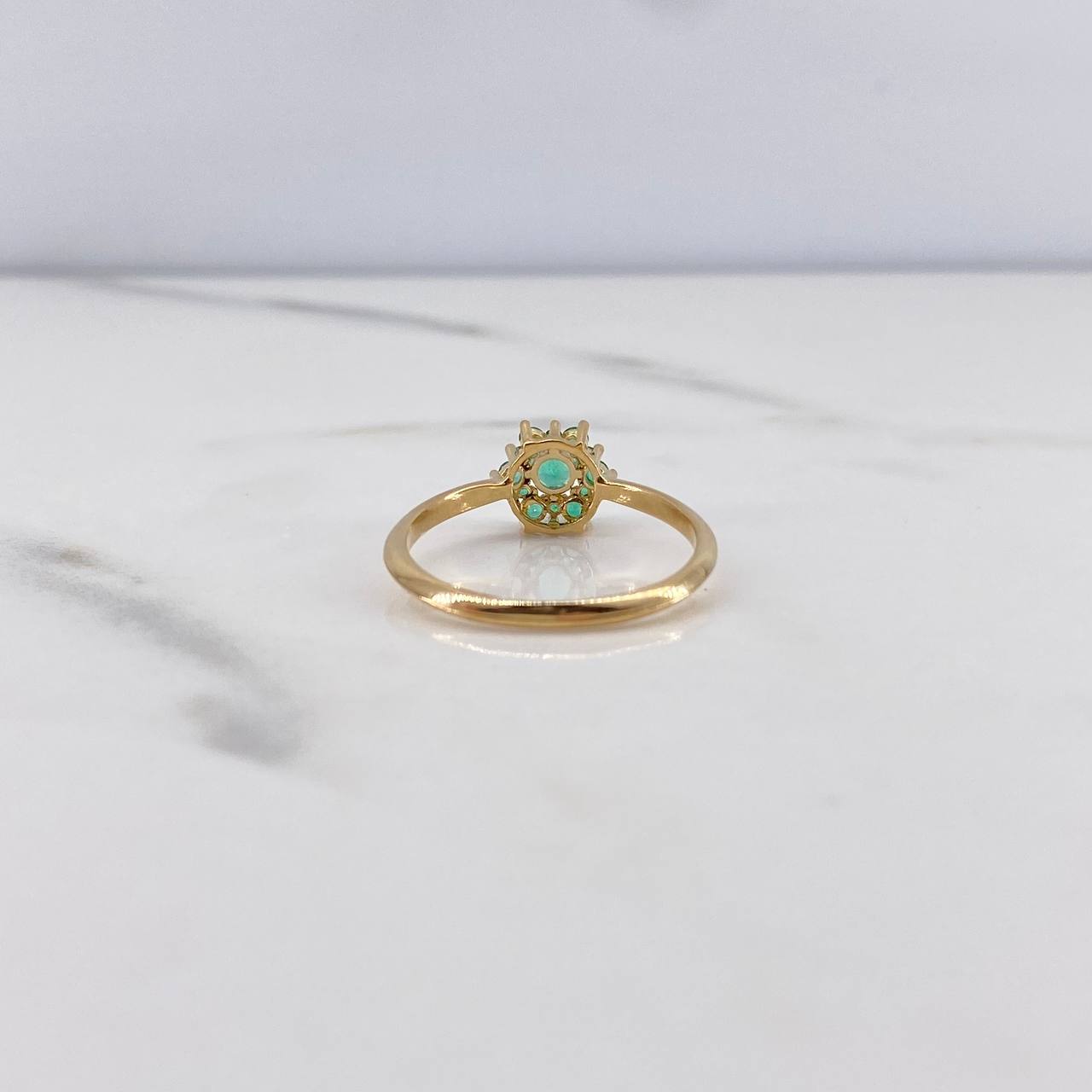 Anillo Flor Driada 1.95gr / T7 / Esmeraldas 32pts Oro Amarillo 18K (Joya) &