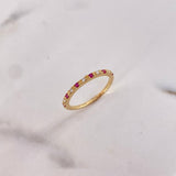 Anillo Argolla Churumbela 1.6gr / T6 / Diamantes 08pts Rubies 10pts Oro Amarillo 18K (Joya) &