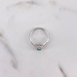 Anillo Solitario 2.9gr / T5 3/4 / Esmeralda 17pts Diamantes 13pts Oro Blanco 18K (Joya) &