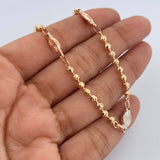 Pulso Militar Eslabón 7.75gr / 21.9cm / Bola 3mm Diamantanda Tres Oros 18K $