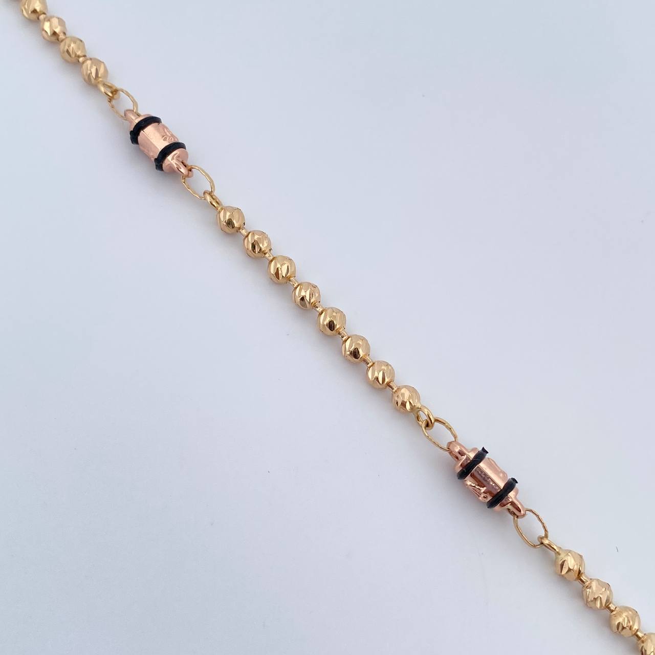 Pulso Militar Barril 7.55gr / 21.3cm / 3mm Diamantado Dos Oros Amarillo Rosa 18K $