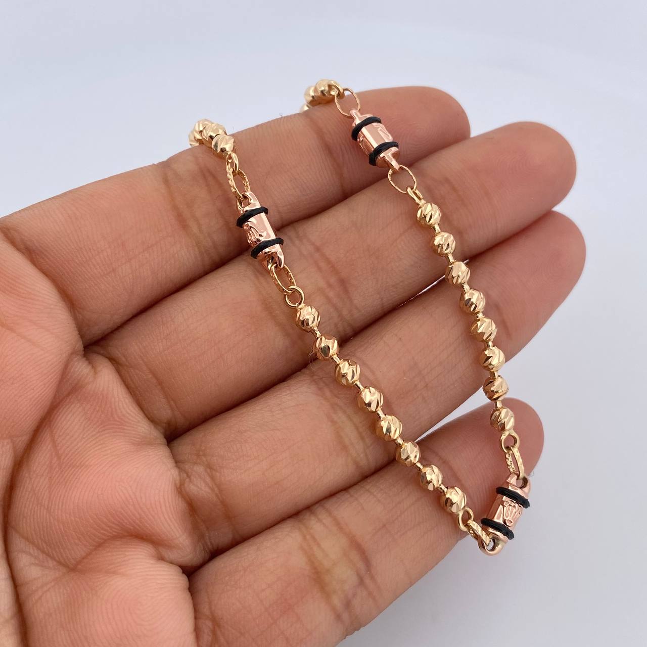 Pulso Militar Barril 7.55gr / 21.3cm / 3mm Diamantado Dos Oros Amarillo Rosa 18K $