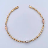 Pulso Militar Piramide 7.45gr / 21cm / 3mm Diamantanda Tres Oros 18K $