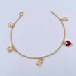 Pulso Espiga  2.8gr / 18.4cm / 1.4mm Dijes Corazones Trebol Osos  Oro Amarillo 18K $