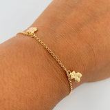 Pulso Espiga  2.8gr / 18.4cm / 1.4mm Dijes Corazones Trebol Osos  Oro Amarillo 18K $