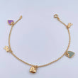 Pulso Espiga  2.7gr / 18.6cm / 1.4mm Dijes Corazones Osos Oro Amarillo 18K $