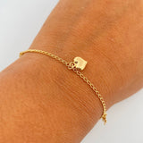 Pulso Espiga  2.7gr / 18.6cm / 1.4mm Dijes Corazones Osos Oro Amarillo 18K $