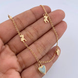 Pulso Espiga  2.7gr / 18.6cm / 1.4mm Dijes Corazones Osos Oro Amarillo 18K $