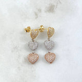 Topos Corazones  4.25gr / 3cm / Circones Blancos  Tres Oros 18K ©