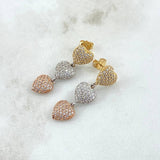 Topos Corazones  4.25gr / 3cm / Circones Blancos  Tres Oros 18K ©