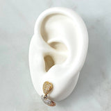 Topos Corazones  4.25gr / 3cm / Circones Blancos  Tres Oros 18K ©