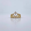 Anillo Corona Corazon 2.55gr / T5 1/2 / Circones Blancos Oro Amarillo 18K &