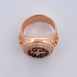 Anillo Ruleta 10.85gr / T11 1/2 / Circones Blancos Dos Oros Blanco Rosa 18K $