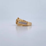 Anillo Corona RX 4.55gr / T7 1/4 / Circones Blancos Dos Oros Amarillo Blanco 18K $