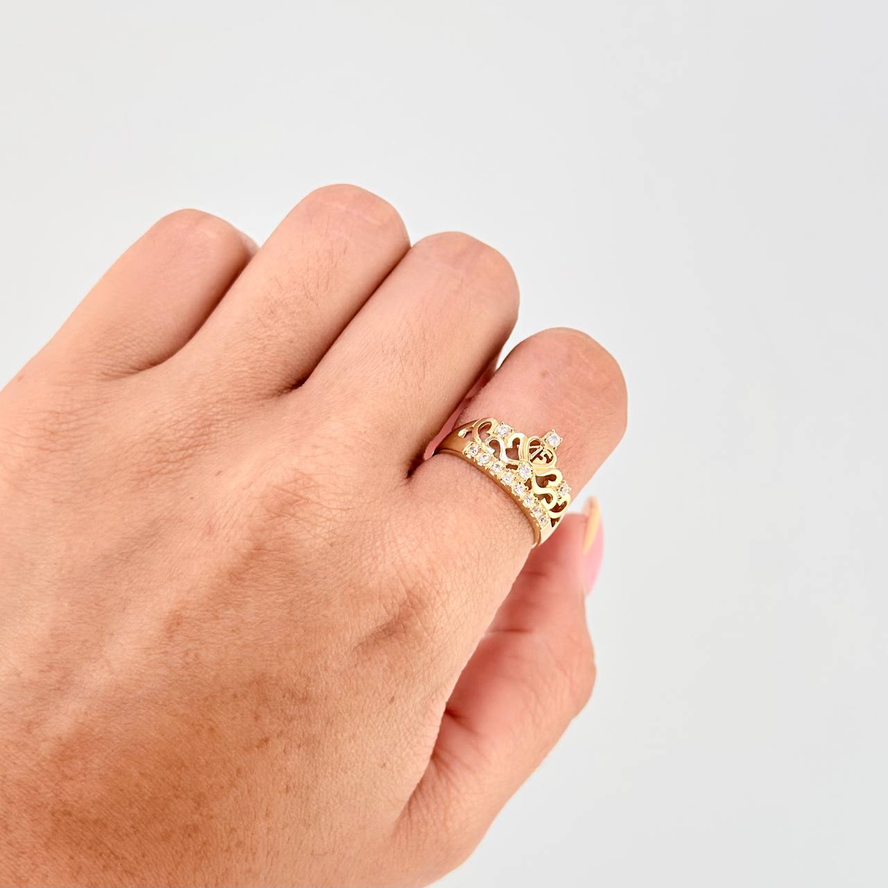 Anillo Corazón Corona 15S 2.95 g / T7 Oro Amarillo 18K