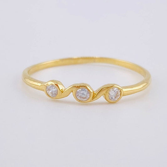 Anillo Burbujas Entrelazadas 1.1 g / T8 1/4 Oro Amarillo 18K