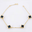 Pulso Trebol Onix Negro 4.1gr / 16cm-18cm / 8mm Oro Amarillo Nac.Esp. 18K