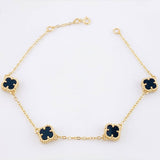 Pulso Trebol Onix Negro 4.1gr / 16cm-18cm / 8mm Oro Amarillo Nac.Esp. 18K