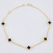 Pulso Trebol Onix Negro 2.9gr / 18.5cm / 1mm Oro Amarillo 18K