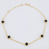 Pulso Trebol Onix Negro 3.1gr / 17cm-20cm / 5mm Oro Amarillo Nac.Esp. 18K *