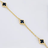 Pulso Trebol Onix Negro 2.25gr / 14cm-16.5cm / 5mm Oro Amarillo Nac.Esp. 18K