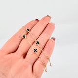 Pulso Trebol Onix Negro 3.1gr / 17cm-20cm / 5mm Oro Amarillo Nac.Esp. 18K *