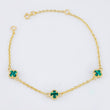 Pulso Trebol Malaquita Verde 2.25gr / 15cm-17cm / 5mm Oro Amarillo Nac.Esp. 18K *