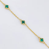 Pulso Trebol Malaquita Verde 2.25gr / 15cm-17cm / 5mm Oro Amarillo Nac.Esp. 18K *