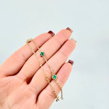 Pulso Trebol Malaquita Verde 2.25gr / 15cm-17cm / 5mm Oro Amarillo Nac.Esp. 18K *