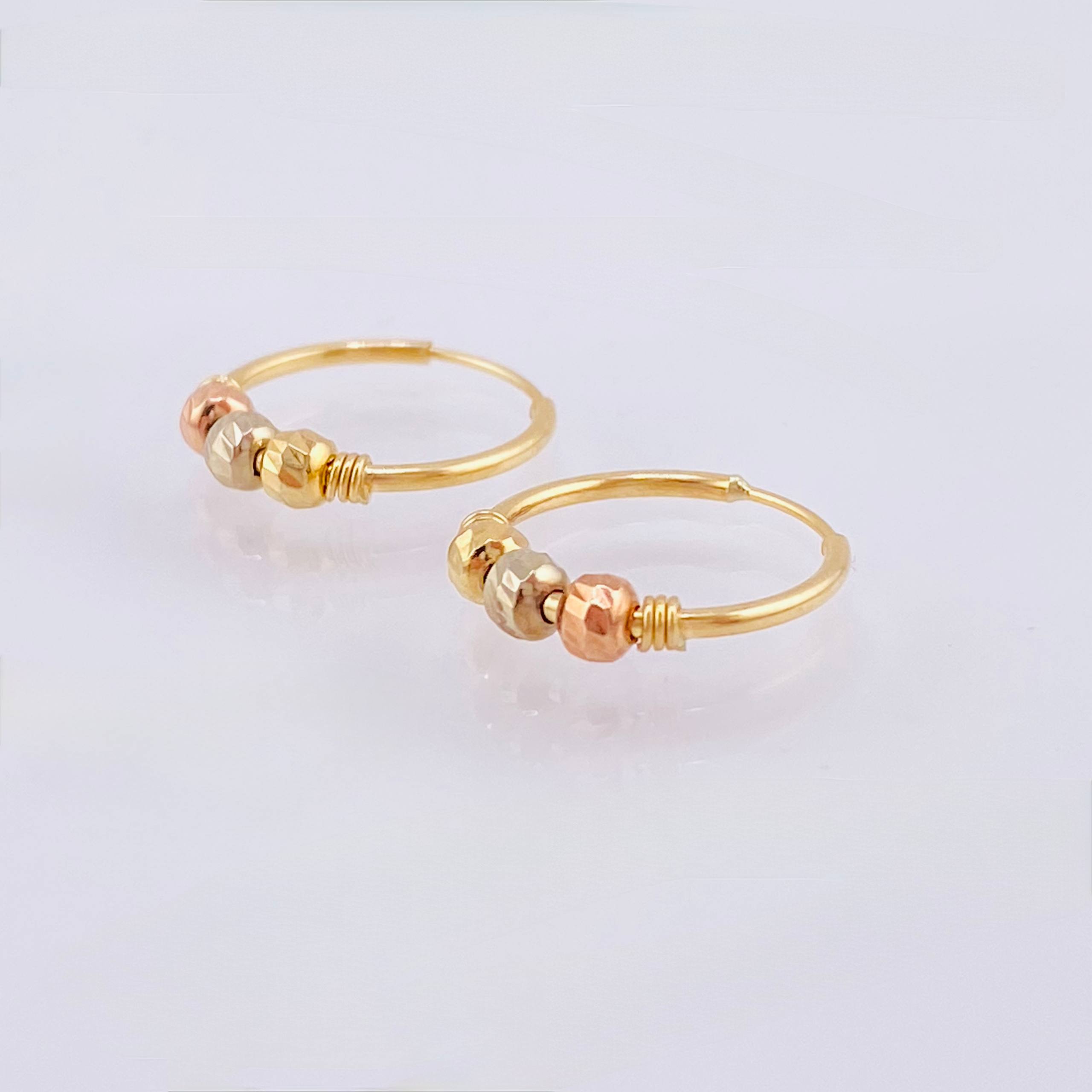 Candongas Trio Bolas 0.9g / 1.3cm Tres Oros 18K