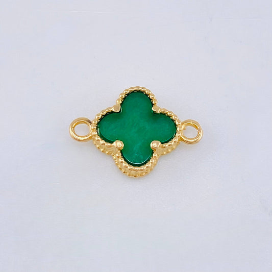 Herraje Trebol Malaquita Verde 0.95gr / 1.5cm / Oro Amarillo 18K