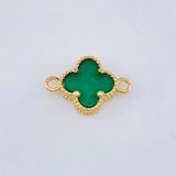 Herraje Trebol Malaquita Verde 0.85gr / 1.5cm / Oro Amarillo Nac.Esp. 18K *