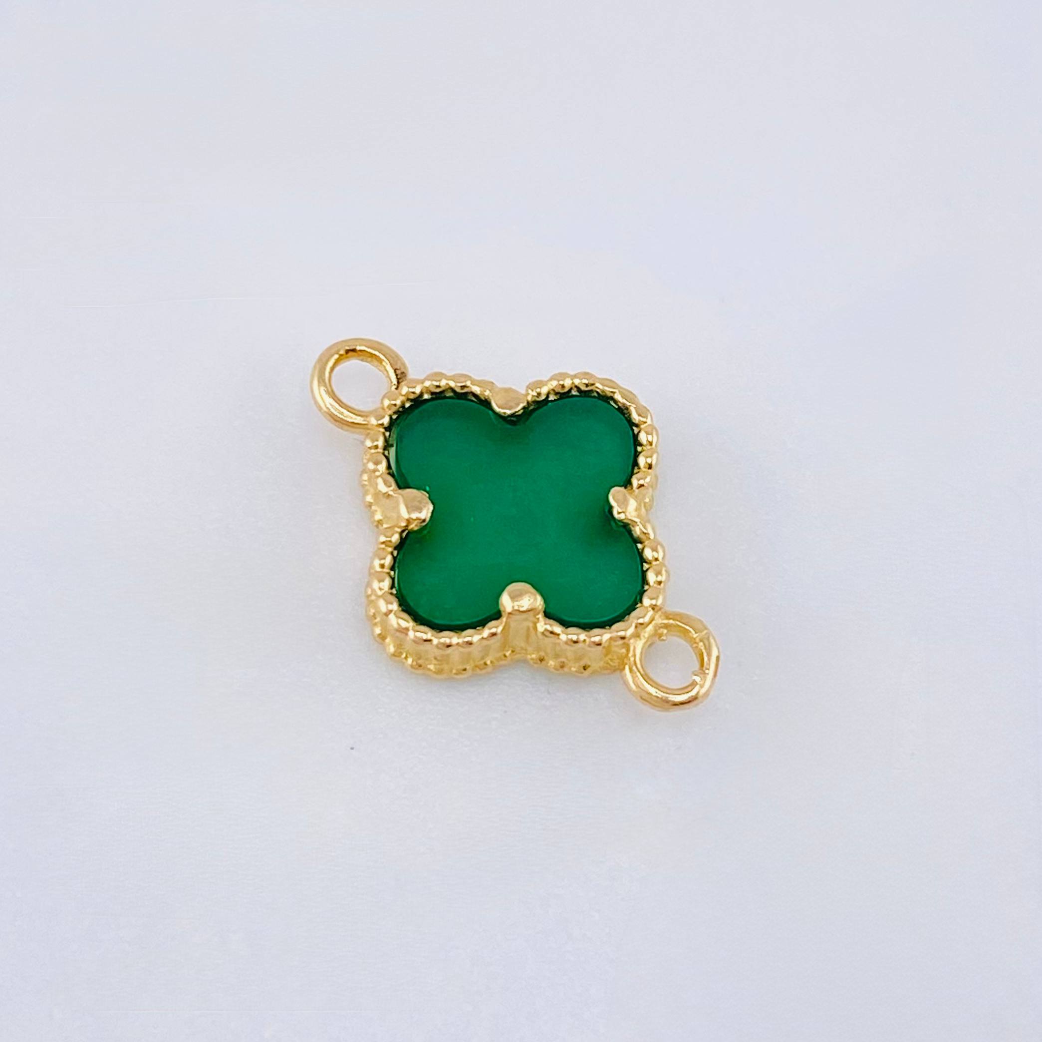 Herraje Trebol Malaquita Verde 1gr / 1.5cm / Oro Amarillo Nac.Esp. 18K