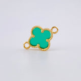 Herraje Trebol Malaquita Verde 0.85gr / 1.5cm / Oro Amarillo Nac.Esp. 18K *