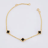 Pulso Trebol Onix Negro 2.25gr / 14cm-16.5cm / 5mm Oro Amarillo Nac.Esp. 18K