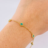 Pulso Trebol Malaquita Verde 2.95gr / 17cm-18cm / 5.8mm Oro Amarillo Nac.Esp. 18K