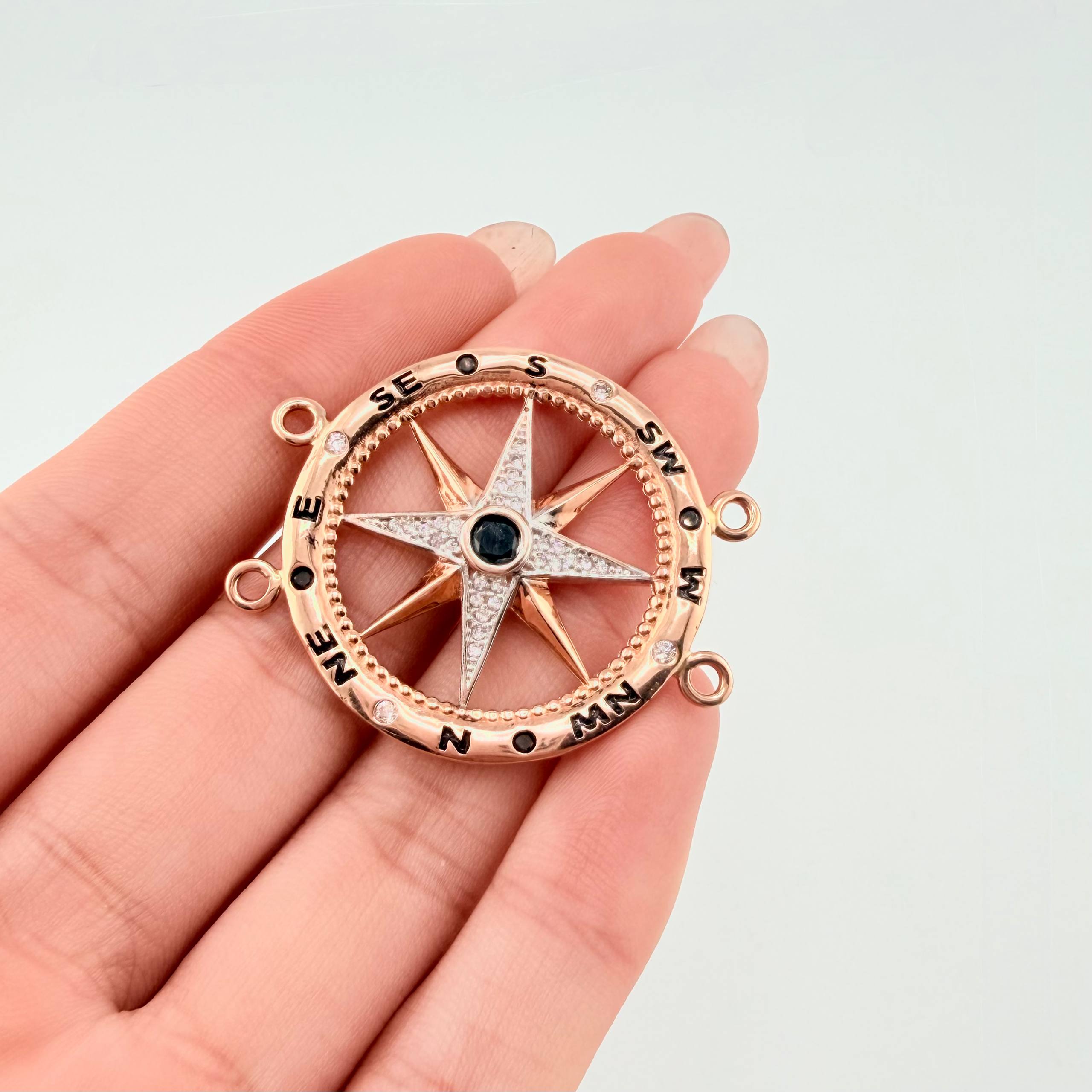 Herraje Estrella Cardinal 7.85gr / 3.7cm / Dos Oros Blanco Rosa 18K