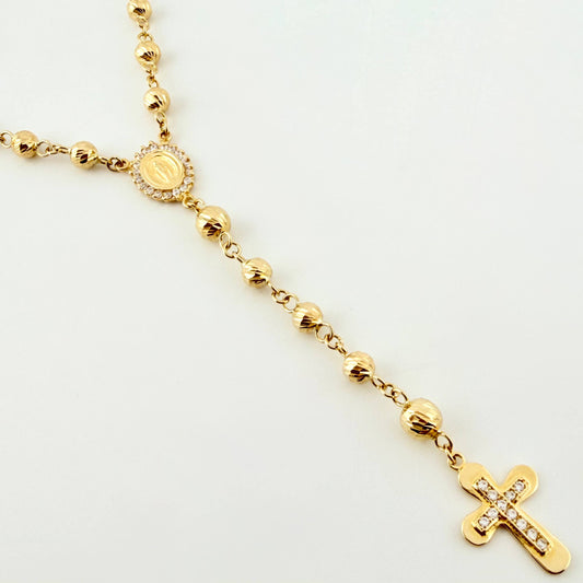 Rosario Virgen Milagrosa Crúz 20.85gr / 65cm / 5mm-6mm Oro Amarillo 18K