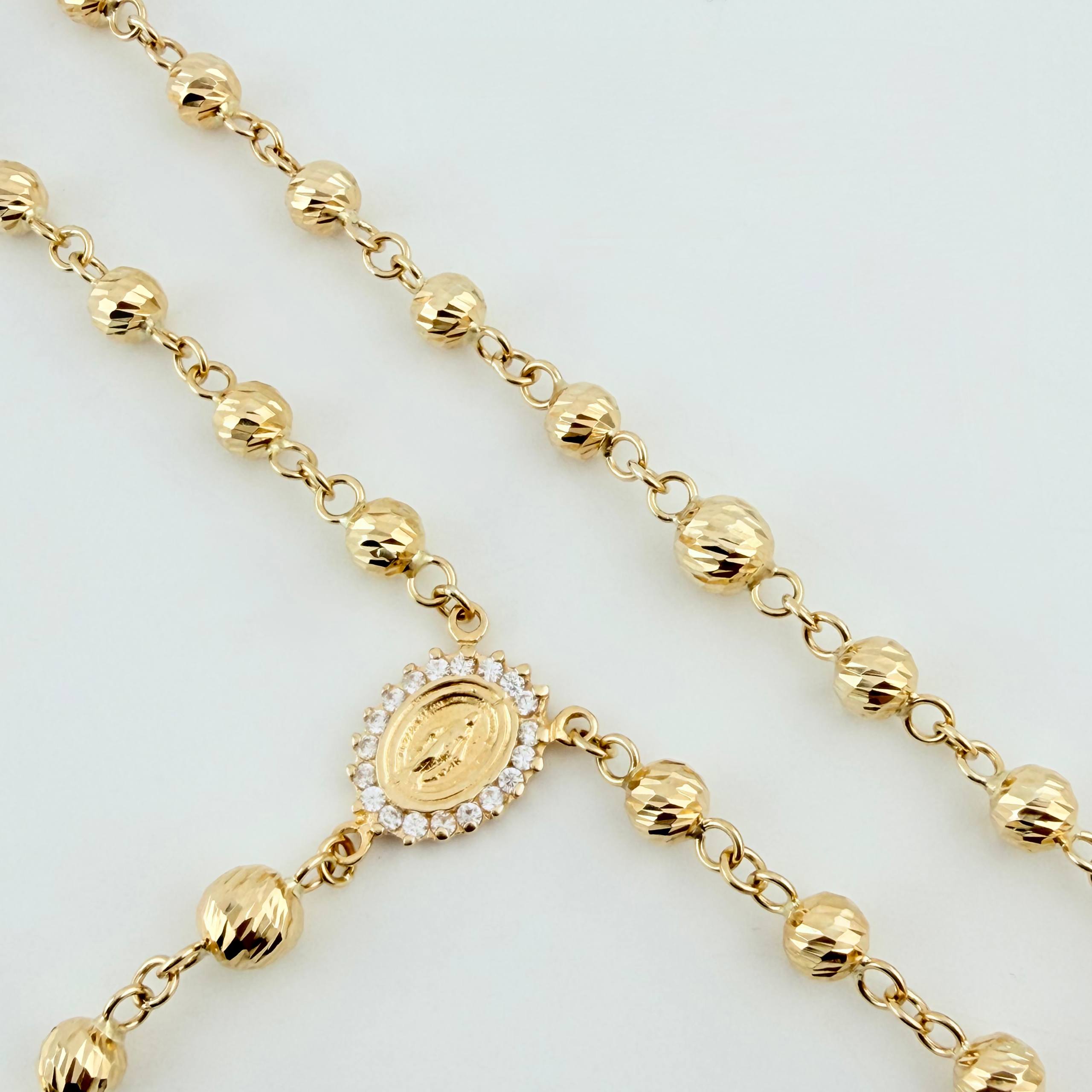 Rosario Virgen Milagrosa Crúz 21gr / 65cm / 5mm-6mm Oro Amarillo 18K