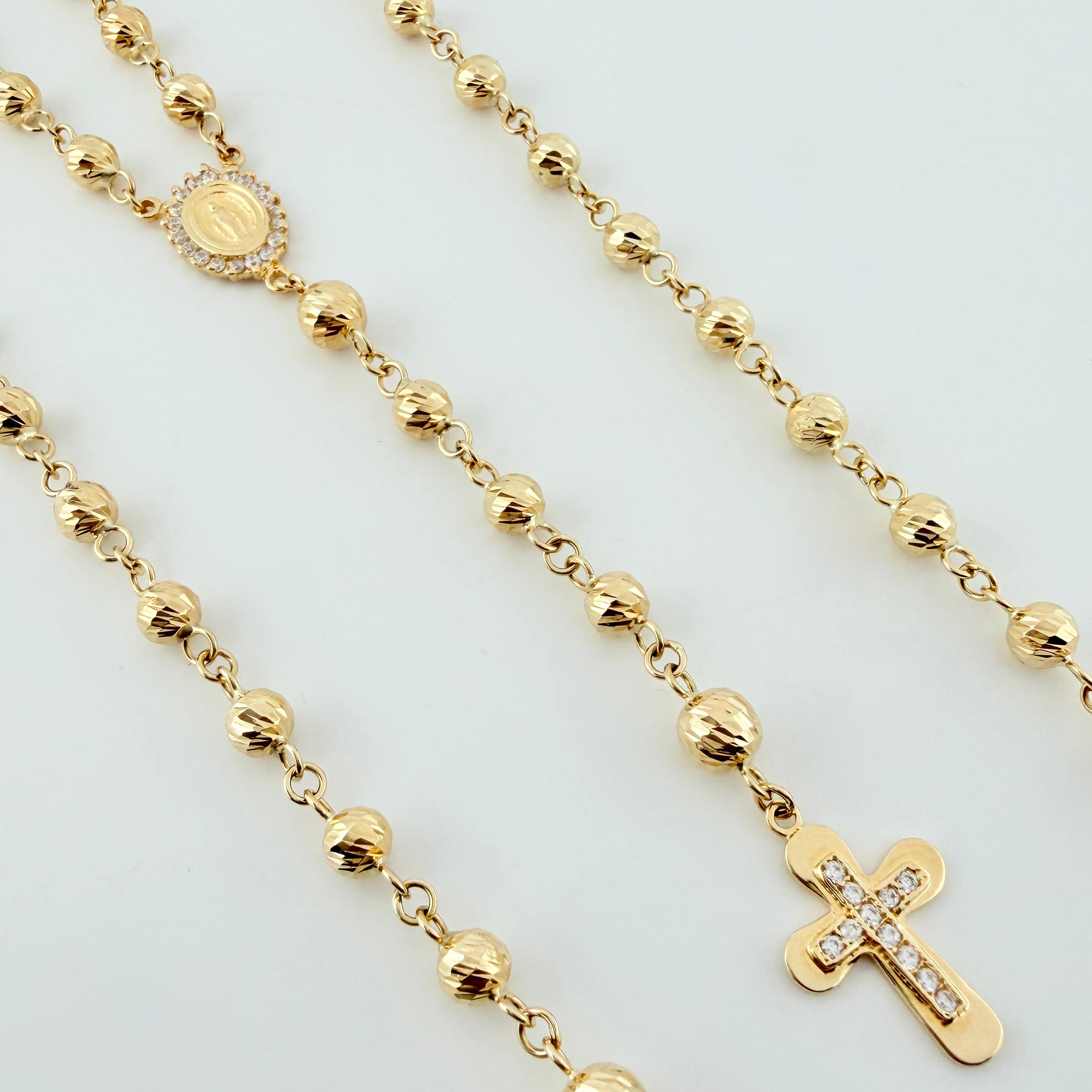 Rosario Virgen Milagrosa Crúz 21gr / 65cm / 5mm-6mm Oro Amarillo 18K