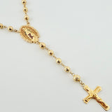Rosario Virgen Guadalupe Crúz Cristo Romano 31gr / 70cm / 6mm-7mm Oro Amarillo 18K