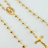 Rosario Virgen Guadalupe Crúz Cristo Romano 31gr / 70cm / 6mm-7mm Oro Amarillo 18K