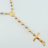 Rosario Virgen Milagrosa Crúz Cristo Bardera 29.1gr / 75cm / 7mm-8mm Tres Oros 18K