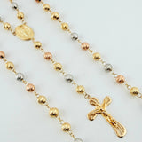 Rosario Virgen Milagrosa Crúz Cristo Bardera 29.1gr / 75cm / 7mm-8mm Tres Oros 18K