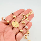 Rosario Virgen Milagrosa Crúz Cristo Bardera 28.95gr / 75cm / 7mm Tres Oros 18K *